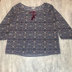 Norah Medallion Print 3/4 Sleeve‎ Boho Top